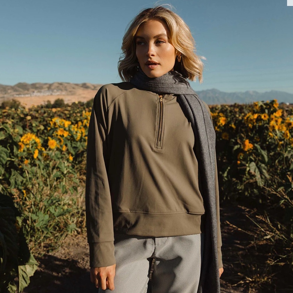 Albion The Gotta Run 1/4 Zip Up Pullover Olive XS